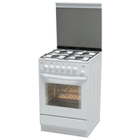 Газоэлектрическая плита Дарина В КМ 441 301бел., крыш. стекл, 50х56х85, газ. горелки, эл. дух., ТЭН нижний, ТЭН верхний, ТЭН гриль, эл. розжиг, вертел, подсветка, выдвижной ящик