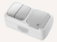 Vi-ko Palmiye блок В2+Розетка с крышкой IP54 открытая установка серая 90555582