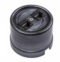 BIRONI Розетка RJ45 компьютерная двойная, пластик, Серебряный Век B1-302-11