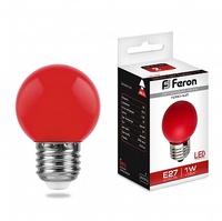 Feron LB-37 лампа светодиодная шарик E27 1W 230V 70*45мм красный 25116