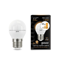 Лампа Gauss LED Шар E27 7W 520lm 3000K step dimmable 105102107-S