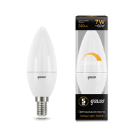 Лампа Gauss LED Свеча-dim E14 7W 560lm 3000К диммируемая 103101107-D