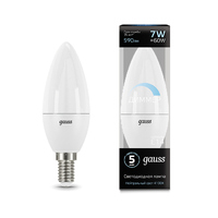 Лампа Gauss LED Свеча-dim E14 7W 590lm 4100К диммируемая 103101207-D