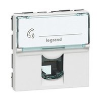 Legrand Программа Mosaic Розетка телефонная RJ 11 4 контакта 2 модуля белый 78731