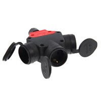 T-Plast разъем тройной каучуковый с заземлением с заглушками трехфазный IP44 черный 31.01.315.0300
