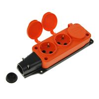 T-Plast розетка трехместная с заглушками каучук IP44 оранжевая 31.01.308.2300