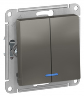 Schneider Electric ATLAS DESIGN 2-клавишный ВЫКЛЮЧАТЕЛЬ с подсветкой, сх.5а, 10АХ, механизм, СТАЛЬ ATN000953