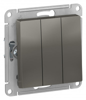 Schneider Electric ATLAS DESIGN 3-клавишный ВЫКЛЮЧАТЕЛЬ, сх.1+1+1, 10АХ, механизм, СТАЛЬ ATN000931