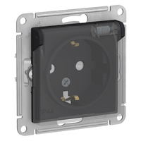 Schneider electric ATLAS DESIGN AQUA РОЗЕТКА с заземл. со шторк с крышк, 16А, IP44, механизм, КАРБОН ATN441046