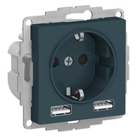 Schneider electric ATLAS DESIGN РОЗЕТКА 16А c 2 USB A+A, 5В/2,4 А, 2х5В/1,2 А, механизм, ИЗУМРУД ATN000830