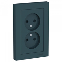 Schneider Electric ATLAS DESIGN РОЗЕТКА двойная без заземления со шторками,16А, в сборе, ИЗУМРУД ATN000822