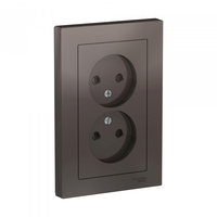 Schneider Electric ATLAS DESIGN РОЗЕТКА двойная без заземления со шторками,16А, в сборе, МОККО ATN000622