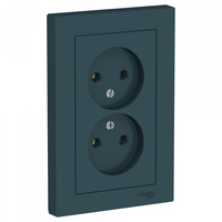 Schneider Electric ATLAS DESIGN РОЗЕТКА двойная без заземления,16А, в сборе, ИЗУМРУД ATN000820
