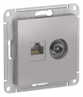 Schneider Electric ATLAS DESIGN РОЗЕТКА двойная комп+ТВ, RJ45+TV, кат.5E, механизм, АЛЮМИНИЙ ATN000389