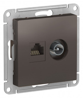 Schneider Electric ATLAS DESIGN РОЗЕТКА двойная комп+ТВ, RJ45+TV, кат.5E, механизм, МОККО ATN000689