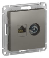 Schneider Electric ATLAS DESIGN РОЗЕТКА двойная комп+ТВ, RJ45+TV, кат.5E, механизм, СТАЛЬ ATN000989