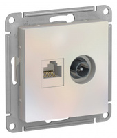 Schneider Electric ATLAS DESIGN РОЗЕТКА двойная комп+ТВ, RJ45+TV, кат.5E, механизм, ЖЕМЧУГ ATN000489