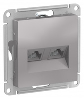 Schneider Electric ATLAS DESIGN РОЗЕТКА двойная компьютерная RJ45+RJ45, кат.5E, механизм, АЛЮМИНИЙ ATN000385