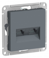 Schneider Electric ATLAS DESIGN РОЗЕТКА двойная компьютерная RJ45+RJ45, кат.5E, механизм, ГРИФЕЛЬ ATN000785