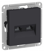 Schneider Electric ATLAS DESIGN РОЗЕТКА двойная компьютерная RJ45+RJ45, кат.5E, механизм, КАРБОН ATN001085