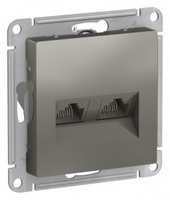 Schneider Electric ATLAS DESIGN РОЗЕТКА двойная компьютерная RJ45+RJ45, кат.5E, механизм, СТАЛЬ ATN000985