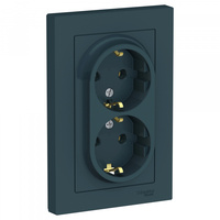 Schneider Electric ATLAS DESIGN РОЗЕТКА двойная с заземлением, 16А, в сборе, ИЗУМРУД ATN000824