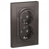 Schneider Electric ATLAS DESIGN РОЗЕТКА двойная с заземлением со шторками, 16А, в сборе, МОККО ATN000626