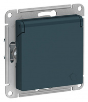 Schneider Electric ATLAS DESIGN РОЗЕТКА с заземл. со шторками с крышкой, 16А, IP20, механизм, ИЗУМРУД ATN000846