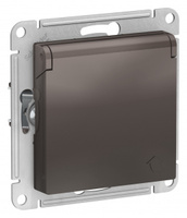 Schneider Electric ATLAS DESIGN РОЗЕТКА с заземл. со шторками с крышкой, 16А, IP20, механизм, МОККО ATN000646