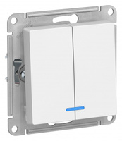 Schneider Electric ATLAS DESIGN 2-клавишный ВЫКЛЮЧАТЕЛЬ с подсветкой, сх.5а, 10АХ, механизм, БЕЛЫЙ ATN000153