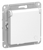 Schneider Electric ATLAS DESIGN AQUA РОЗЕТКА с заземл. со шторками с крышкой, 16А, IP44, механизм, БЕЛЫЙ ATN440146