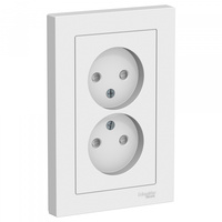 Schneider Electric ATLAS DESIGN РОЗЕТКА двойная без заземления со шторками,16А, в сборе, БЕЛЫЙ ATN000122