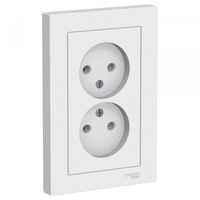 Schneider Electric ATLAS DESIGN РОЗЕТКА двойная без заземления,16А, в сборе, БЕЛЫЙ ATN000120
