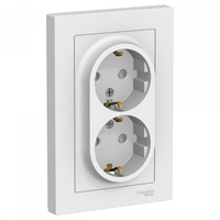 Schneider Electric ATLAS DESIGN РОЗЕТКА двойная с заземлением, 16А, в сборе, БЕЛЫЙ ATN000124
