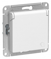 Schneider Electric ATLAS DESIGN РОЗЕТКА с заземл. со шторками с крышкой, 16А, IP20, механизм, БЕЛЫЙ ATN000146
