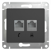 Schneider electric GLOSSA РОЗЕТКА двойная RJ11+RJ45, кат.5E, механизм, АНТРАЦИТ GSL000785