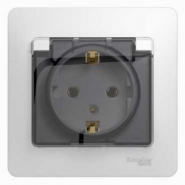 Schneider GLOSSA розетка с/з с крышкой/шторкой IP20 белая в сборе GSL000146