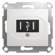Schneider GLOSSA розетка USB 5B/1400mA 2*5B/700mA белая механизм GSL000132