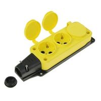 T-Plast розетка трехместная с заглушками каучук IP44 желтая 31.01.308.0700